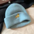 Hellblaue Strickmütze für Damen, süßer Hund bestickt warme Winter Beanie Mütze. - 56-58cm / Blau