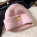 Rosa Strickmütze Mit Süßer Welpen Stickerei Warme Winter Slouchy Mütze Damen Stil - 56-58cm / Rosa