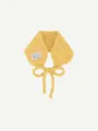 Knit ear warmer detachable collar winter warm yellow scarf detail view showcasing cute tie design. - One Size / Yellow