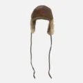 Brown plaid trapper hat with faux fur ear flaps and long ties for stylish winter warmth - M (56-58cm) / Brown