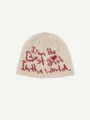 Beige Strickmütze mit Buchstabenmuster, warme Wintermütze für Damen und Herren Streetwear. - M (56-58cm) / Khaki