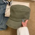 Gorra militar plana verde con tachuelas metalicas y bordado para mujeres, estilo retro. - 56-58cm / Verde Grisáceo
