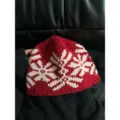 Retro red white knit beanie winter warm wool hat vintage snowflake design stylish cozy headwear - Red