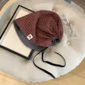 Vintage Kariert Haube Sommer Dünn Lässig Beanie Damen Stapelbar Pullover Hut Grau Rot Stil - 56-58cm / Rot Kariert