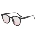 Trendy black frame sunglasses with pink gradient blush lenses, stylish and retro streetwear. - Blush
