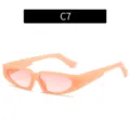 Gafas de sol de moda con montura estrecha color caramelo, montura rosa translúcida, C7. - Montura Rosa Gelatina Lente Rosa