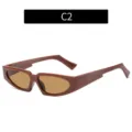 Gafas de sol estrechas de moda con diseño geométrico de triángulo único en color marrón. - Montura Marrón Lente Té