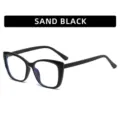 TR90 Katzenauge Blaulichtfilter Brille in Sand Schwarz, stilvoller optischer Brillenrahmen. - Glänzendes Schwarz