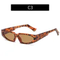 Moderne gafas de sol estrechas triangulares de moda con estampado de leopardo C3 - Marco de Leopardo Lente Té