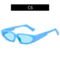 Gafas de sol estrechas triangulares azules, estilo hip hop de tendencia color caramelo C6 - Montura Azul Lentes Azules