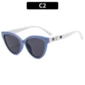 Occhiali da sole gatto donna montatura blu aste bianche con perla e camelia chic - C2 Blu Gelatina