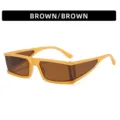 Trendy retro rectangular sunglasses for women and men, fashion punk street style sun glasses. - Orange Frame / Dark Tea Lenses