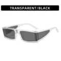 Transparent frame black lens futuristic geometric wrap sunglasses for stylish street photography. - Transparent Frame Grey Lens