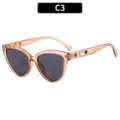 Chic amber cat-eye sunglasses for women, featuring elegant camellia, pearl, and heart accents. - C3 - Champagne Frame / Grey Lenses