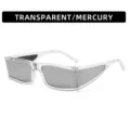 Trendy retro square sunglasses with transparent frame and mercury lens for street wear. - Transparent Frame Mirror Lens
