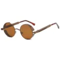 Lunettes de soleil rondes steampunk rétro pour homme, monture métal marron vintage. - Monture Bronze Verres Bruns