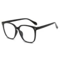 Gafas de bloqueo de luz azul de moda con detalle de letra elegante, montura de estilo coreano. - Montura Negra Brillante
