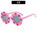 Kids cute sunflower sunglasses pink UV protection floral frames sweet party eyewear model C4 - Rose Red (C4)