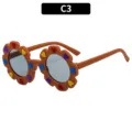 Cute children's sunflower sunglasses with colorful heart appliqués, C3 color variant. - Coffee (C3)