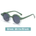 Kids green and white round sunglasses stylish UV protection cute children eyewear new - Green And White Frame Style (A04)