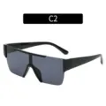 Fashion square shield sunglasses, trendy one-piece black colorway variant for men and women. - Bright Black Frame Grey Lens