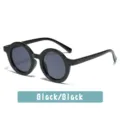 Children's Black Round Frame Sunglasses UV Protection Cute Baby Eyewear Variant - Black Frame Grey Lens Style (A04)