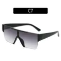 Fashion oversized shield sunglasses with gradient lenses, stylish variant C7 black. - Black Frame Gradient Grey