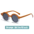 Kids Round Sunglasses Orange White Colorblock UV Protection Cute Children Sun Glasses - Yellow And White Frame Style (A04)
