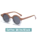Children colorblock round frame sunglasses, cute jelly style UV protection eyewear. - Grey And White Frame Style (A04)