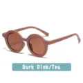 Cute jelly color round frame sunglasses for kids, UV protection toddler eyewear, dark pink. - Lavender Purple Style (A04)