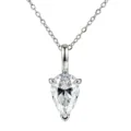 Silver pear cut moissanite pendant necklace elegant jewelry for women daily wear accessory - Pendant Only (Without Chain) / White Gold