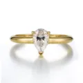 Squisito anello in argento S925 moissanite pera, elegante gioiello oro giallo donna. - Taglia HK 11 (Taglia US 5) / Oro Diamante Chiaro (2 Carati)