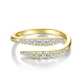 Detailaufnahme des S925 Silber Gradient offenen Doppelreihen Moissanit Ringes für Damen. - US-Größe 5 / Gold