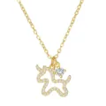 Exquisite gold S925 silver unicorn pendant necklace featuring sparkling stones and chain - Pony Style (White Moissanite) / Gold