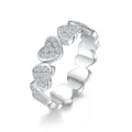 Silberner Herz Diamant Ring stapelbarer Ring S925 Sterlingsilber Schmuck Damen Geschenk - US-Größe 5 / Platin