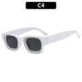 Trendy retro square sunglasses with unique black and white sunburst pattern frames for daily wear. - White (Black Striped)