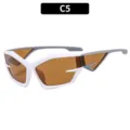 Lunettes de soleil futuristes tech Y2K, monture blanche épaisse et verres marron style rue. - Monture Blanche Verres Thé (C5)
