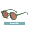 Kids round frame sunglasses in green with tea lenses cute children UV protection eyewear - Mystic Green Style (A04)