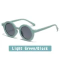 Kids Round Sunglasses Light Green Black Frame UV400 Protection Cute Children Eyewear - Matte Grey Style (A04)