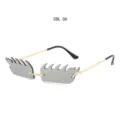 Trendy fashion flame rimless sunglasses unique hip hop metal sun glasses COL. 06 - Gold Frame White Mirror Lens