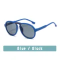 Blue children sunglasses with colorful bridge stripe and dark lenses for kids daily wear. - Elegant Blue