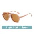 Kids fashion sunglasses light pink frame brown lens cute rainbow unisex children eyewear - Elegant Pink