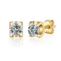 Nahaufnahme von S925 Silber Moissanit Ohrringen mit elegantem D-Farbe Stein. - Gold (2 Karat)