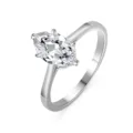 Exquisiter Solitärring mit Marquise-Moissanit in Sterlingsilber, detailierte Nahaufnahme. - US-Größe 5 / Weißgold Weißer Moissanit [1 Karat]