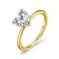 S925 Sterling Silber Herz Moissanit Ring Elegante Damen Minimalistische Mode Schmuck - Größe 5 / Gold (1 Karat)