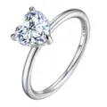 Detailansicht des edlen S925 Silber Herz Moissanit Rings, elegante Damen Diamant Schmuck - Größe 5 / Silber (1 Karat)