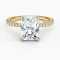 Strahlender Moissanit Ring Sterlingsilber vergoldet elegantes Schmuckstück Detailansicht - US 6 (HK 13) / Gold Weißer Diamant (4 Karat Radiant)