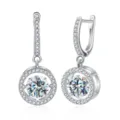 Orecchini pendenti in argento S925 con moissanite pietra che balla donna elegante design - 1 Carato (Diamante Bianco) / Oro bianco