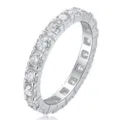 Eleganter Silber Full Eternity Ring mit funkelnden runden Moissanit Steinen Damen. - HK Größe 13 (US Größe 6) / Zickzack-Eternity-Ring / Silber