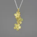 Vergoldete Silber Vergissmeinnicht Blumen Anhänger Halskette elegante Schmuck Geschenke. - Gold Vertikaler Anhänger